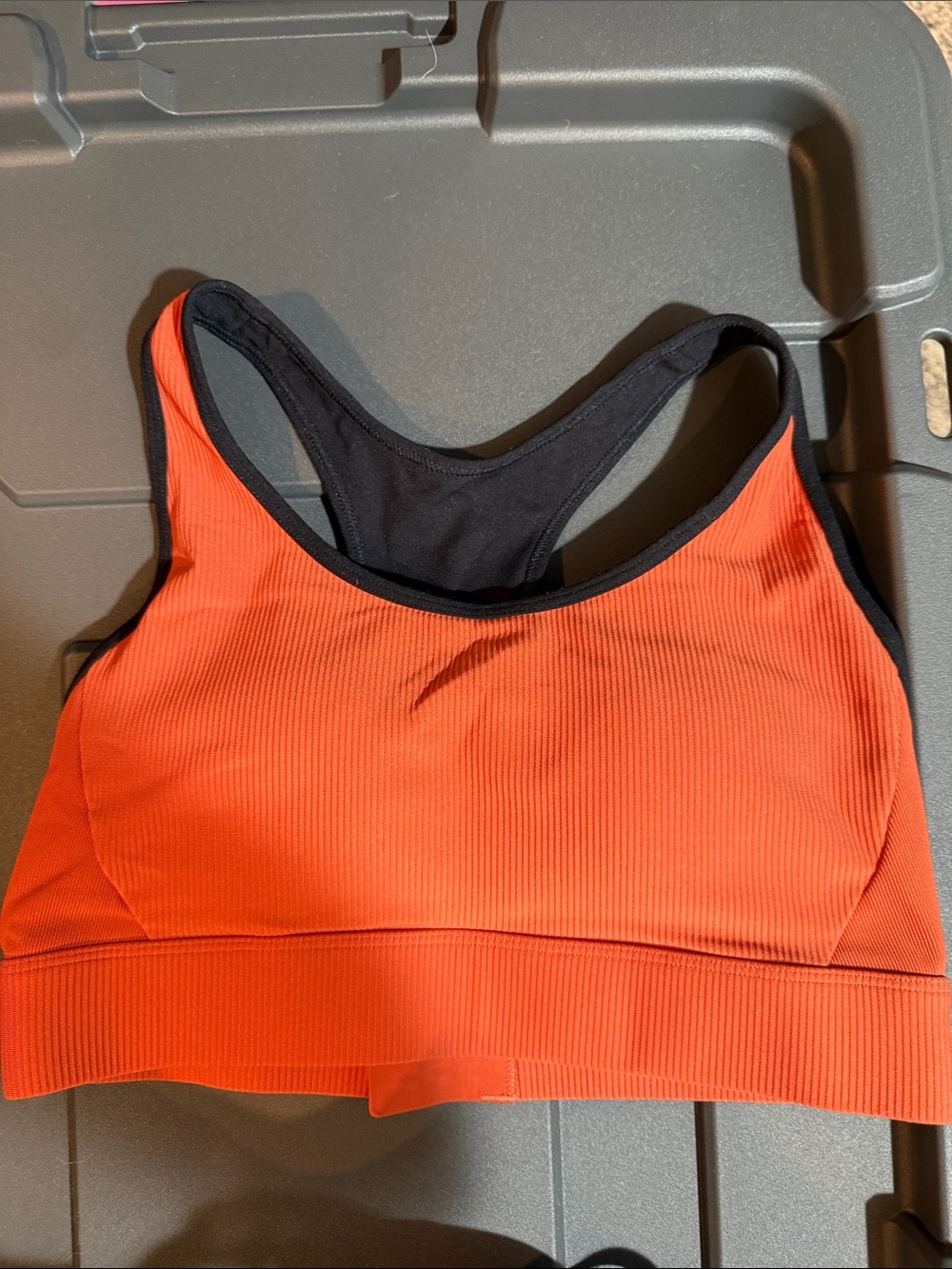 Zyia Ribbed Racerback Sports Bra in Vibrant Orange